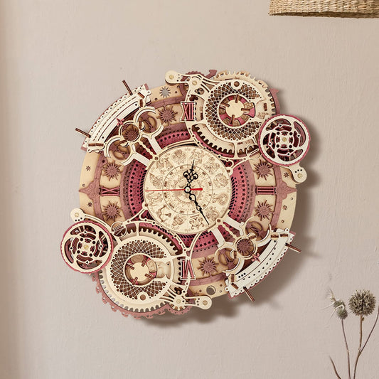 Time Art Zodiac Wall Clock 3D Wooden Puzzle